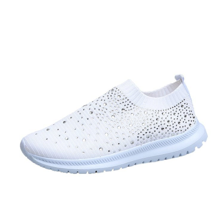 Women's Rhinestone Fly Woven Mesh Sports Running Shoes Aurexia off