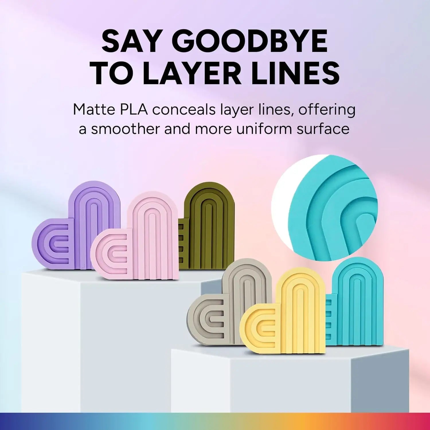 Matte PLA 3D Printer Filament 1.75mm, Low Warping, 6kg Bundle (6 Colors) for Most FDM Printers Aurexia off