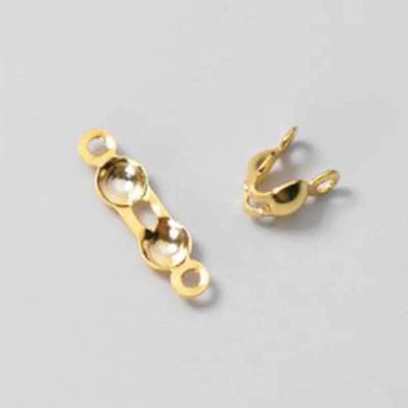 4pcs Genuine Real Pure Solid 925 Sterling Silver Closure End Beads Clasps Clips Gold Crimp Connector DIY Jewelry Making Finding Aurexia off