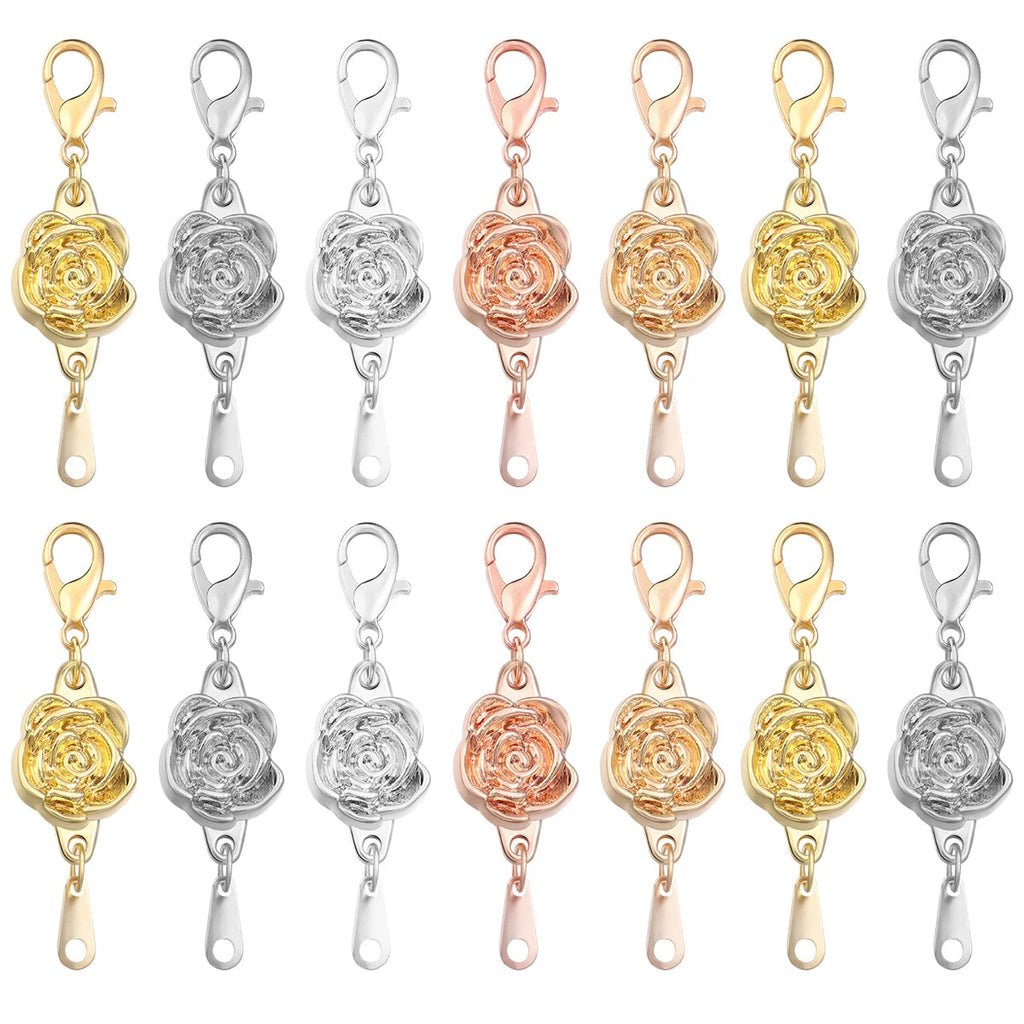 5pcs/lot Strong Magnetic Clasps Alloy Rose Extenders Closures Lobster Clasp Connectors for DIY Jewelry Making Bracelets Necklace Aurexia off