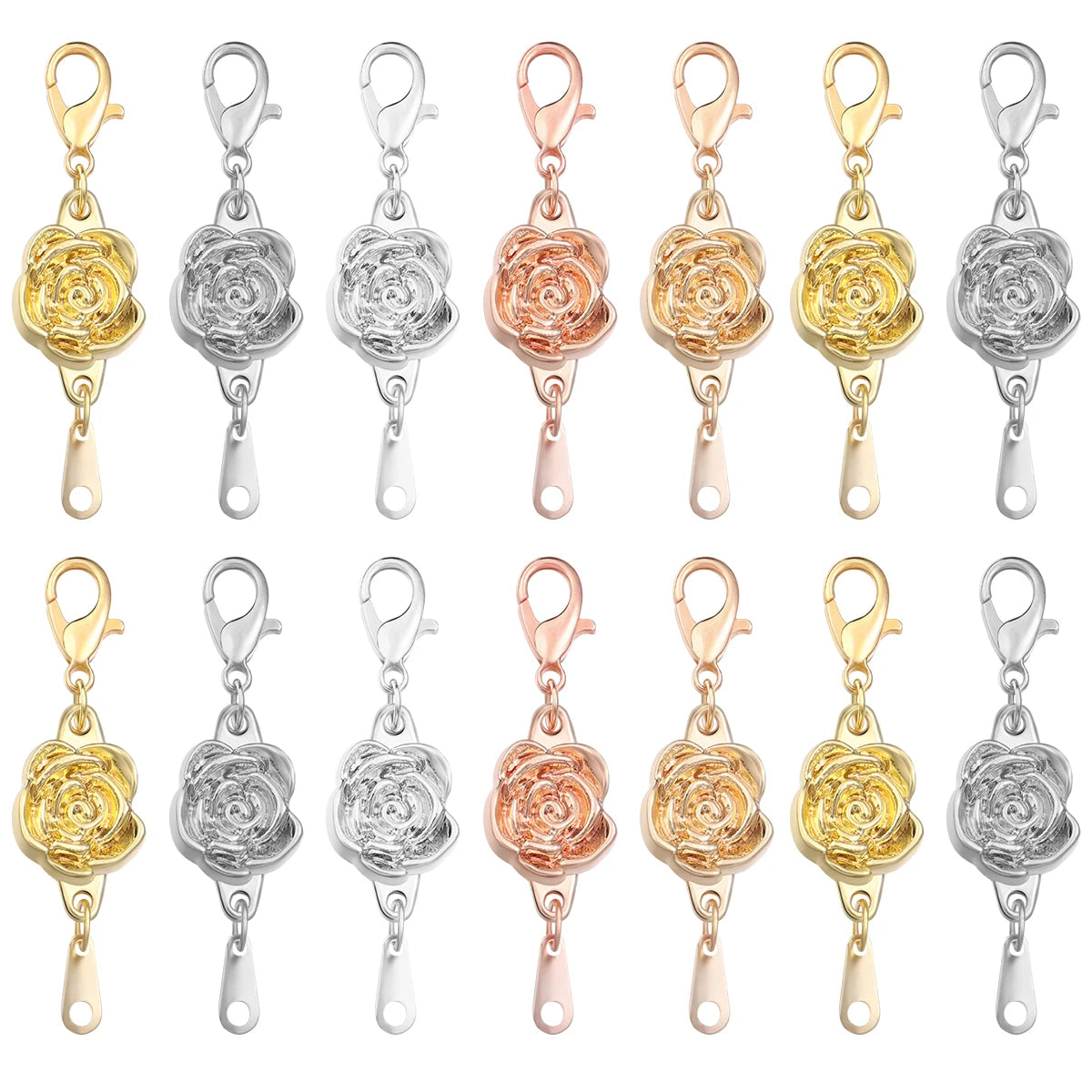 5pcs/lot Strong Magnetic Clasps Alloy Rose Extenders Closures Lobster Clasp Connectors for DIY Jewelry Making Bracelets Necklace Aurexia off