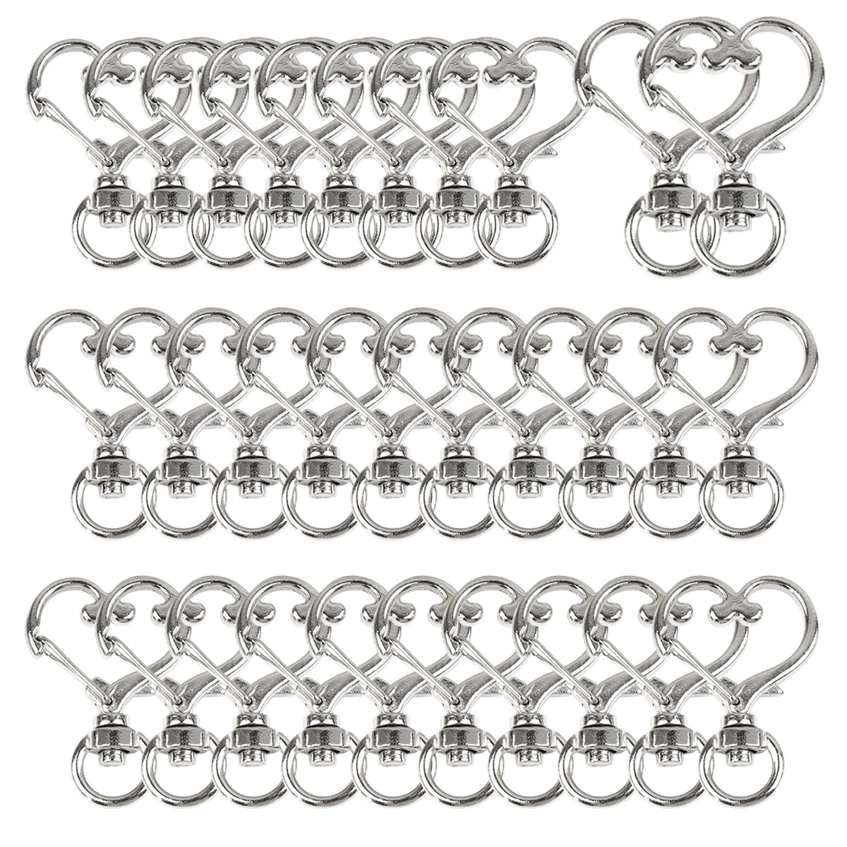 5/10/15/25/40/60Pcs Heart-Shaped Swivel Snap Hooks Metal Spring Snap Keychains Heart Clips Trigger for Lanyard Jewelry Charms Aurexia off