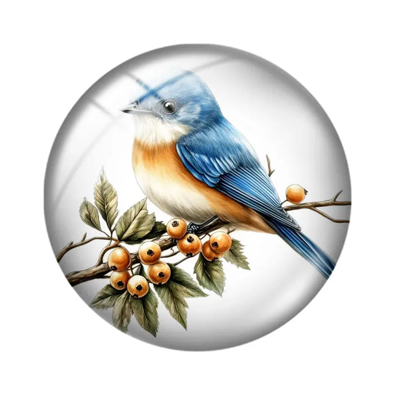 Blue Delft Birds Clipart  12mm/18mm/20mm/25mm Round Photo glass cabochon demo flat back Making findings Aurexia off