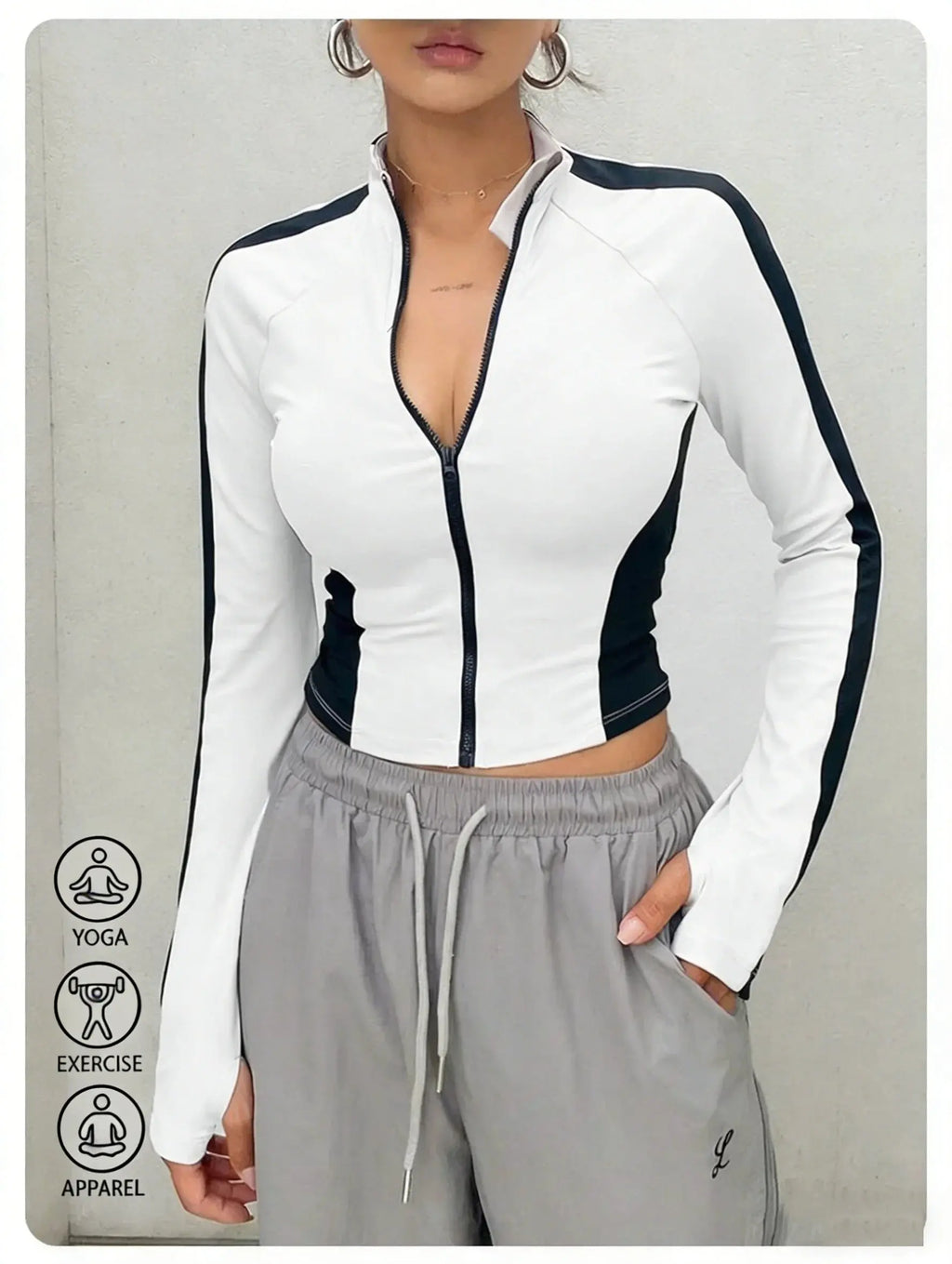 Yoga Clothes Stand Up Collar Jacket Outdoor Sports Long Sleeved Women Slim Quick Dry Zipper Cardigan Running Fitness Jacket Top Aurexia off