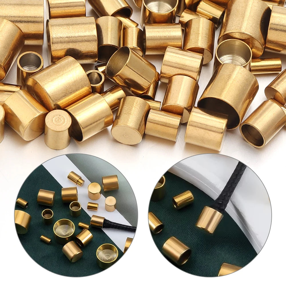 10-20pcs/lot 2-10mm Stainless Steel Leather Cord Clasp Crimp End Caps For Necklace Bracelet Connectors Jewelry Making Supplies Aurexia off