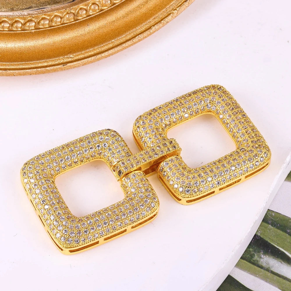 Juya DIY Copper 18K Gold Plated Pendant Connector Fastener Buttob Lock Clasps For Needlework Natural Stone Pearls Jewelry Making Aurexia off