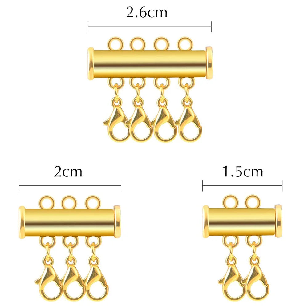 2pcs Multi Strand Necklace Layer Lobster Buckle Sliding Magnet Tube Connector Lock for DIY Necklace Bracelet Jewelry Making Aurexia off