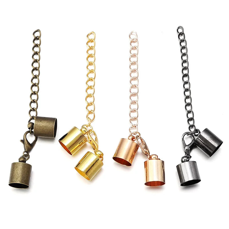 10Sets Leather Cord End Caps With Lobster Clasp Extending Chain For Jewelry Making DIY Bracelet Necklace Connectors Accessories Aurexia off