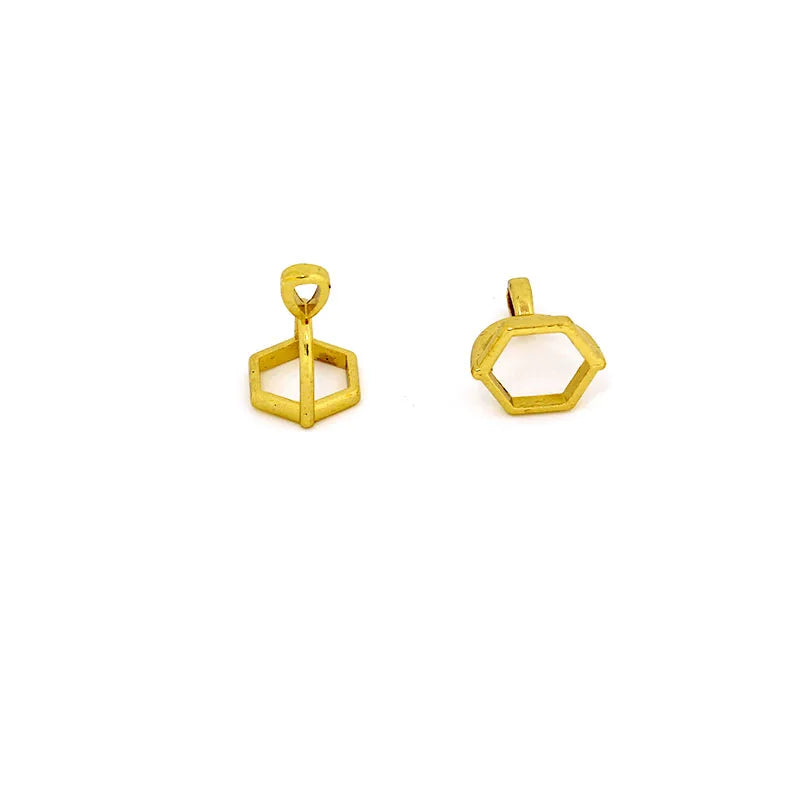 20Pcs Hexagonal Gemstone Cap Natural Stone Crystal Pillar Pendant Caps For Jewelry Making Pendant Necklace Connectors Clasp DIY Aurexia off