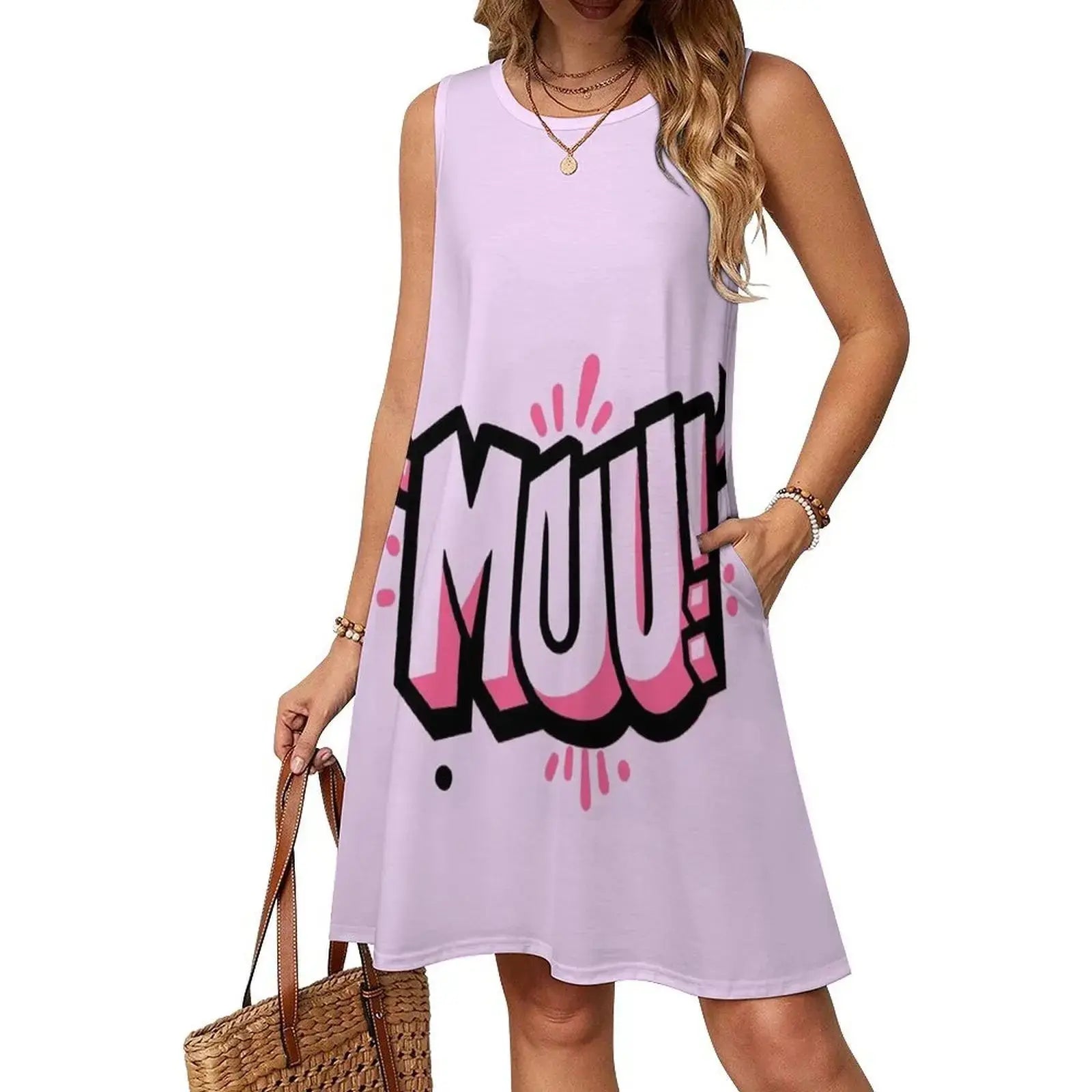 Moo!! Korean Style Casual Dress For Women Simple Daily Office Lady Dresses Letters Graffiti Bull Pink Black 90 S Evening Dress Aurexia off