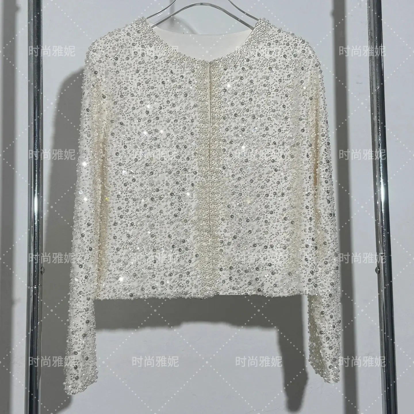Fashion Heavy Sequin Beaded Cardigan Jacket for Women Slim Fit Bodycon Mid-Length Skirt Trendy Long Sleeve Coat Aurexia off