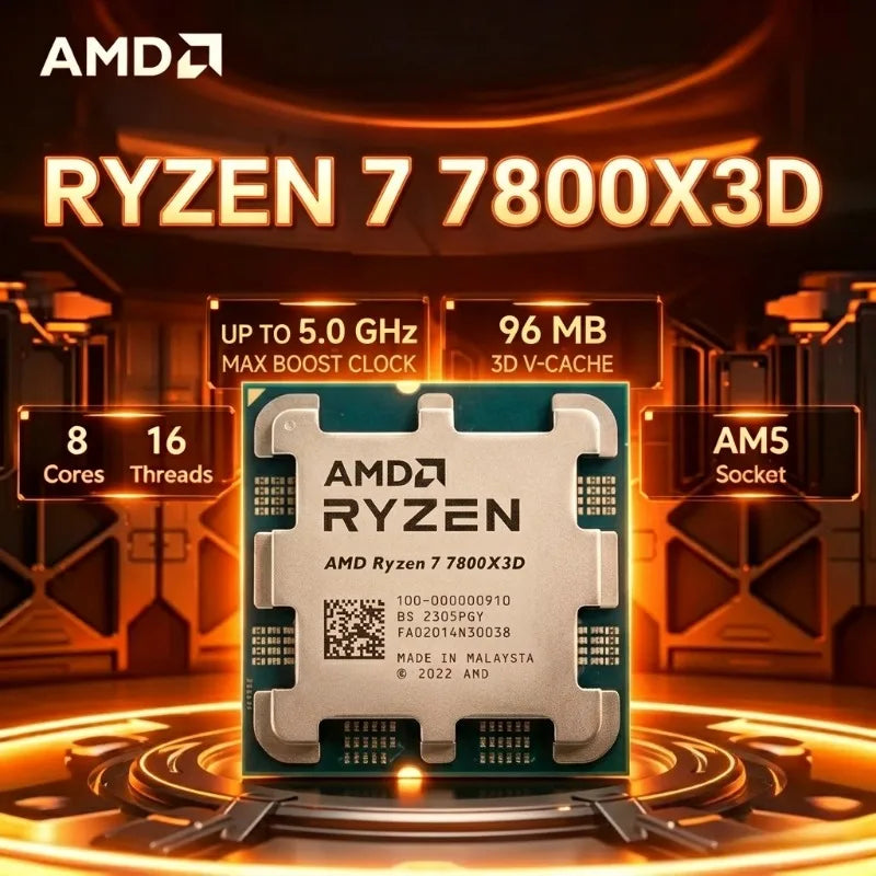 AMD Ryzen 7 7800X3D Desktop CPU Zen4 5nm 8C16T 5.0GHz 96MB 3D V-Cache AM5 120W Radeon Graphics Gaming Processor Aurexia off