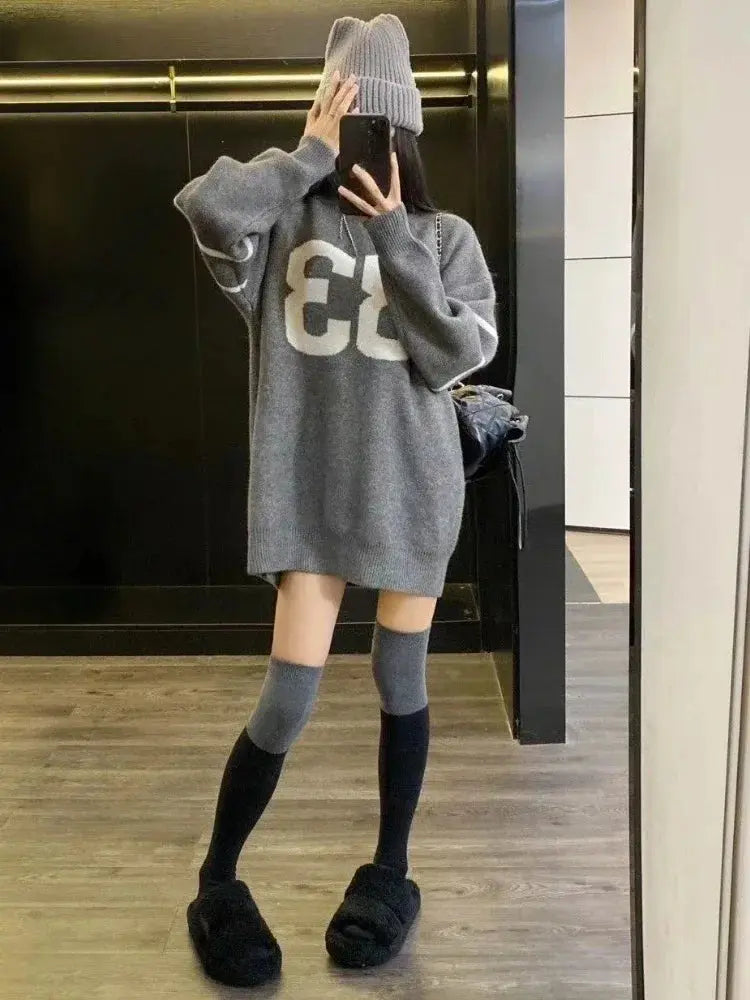 Y2K Vintage Knitted Sweater Women 2025, Growzed Harajuku Grunge Pullover, Casual Streetwear Jacquard Jumpers (72 characters) Aurexia off
