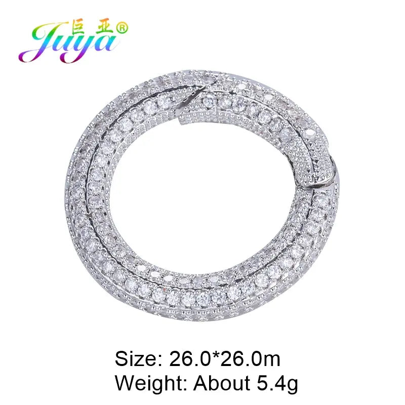 Juya Handmade Zirconia 18K Gold Plated Decorative Copper Pendant Carabiner Screw Bolt Lock Clasps For DIY Punk Jewelry Making Aurexia off