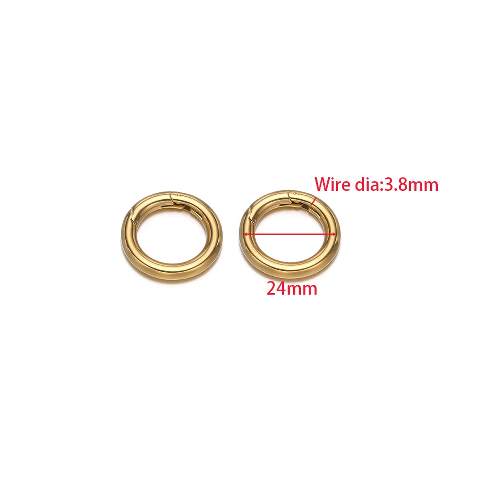 2Pcs/Lot Round Spring Clasps Stainless Steel Gold Plated Keyrings Buckles Connectors for DIY Jewelry Bag Hooks Making Components Aurexia off