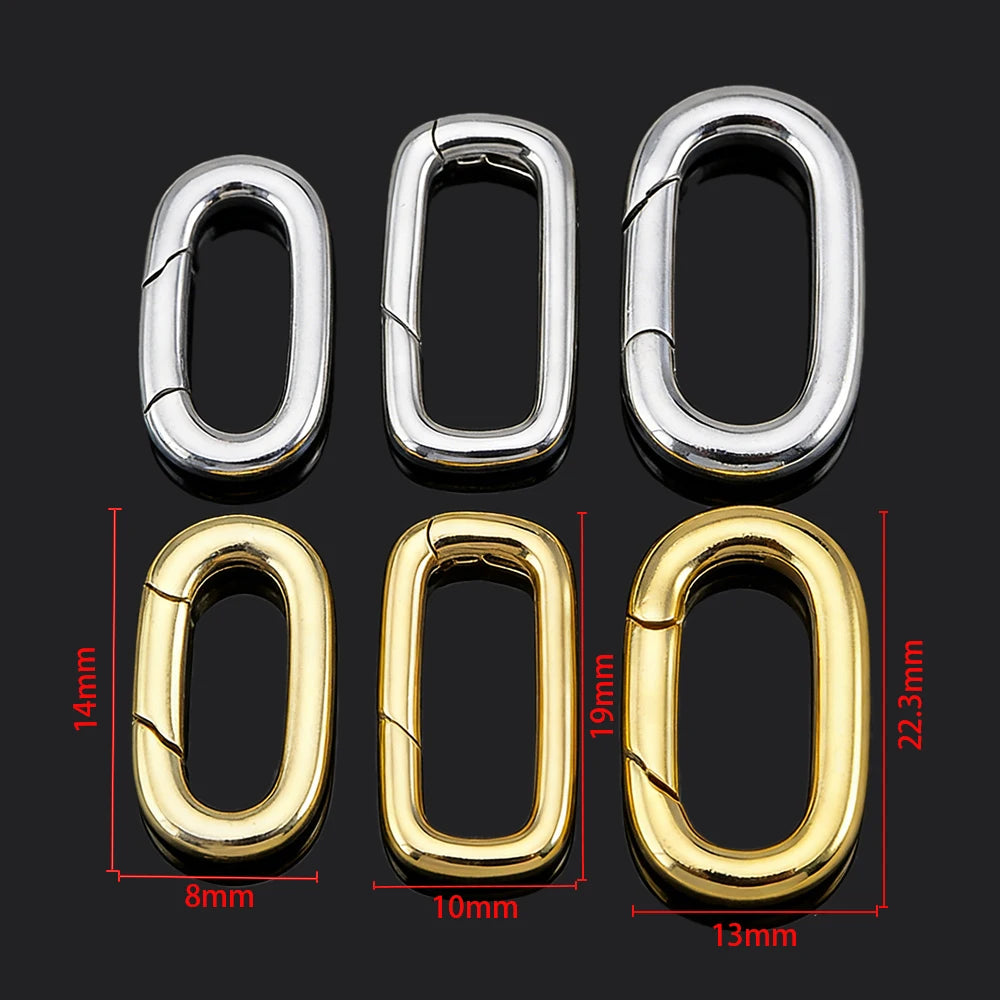 2pcs 18K Gold Plated Filled Oval Carabiner Necklace Clasps Spring Ring Pearl Enhancer Connector for DIY Jewelry Bracelet Making Aurexia off