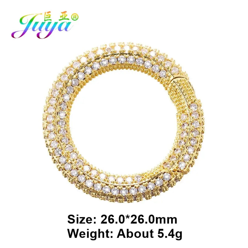 Juya Handmade Zirconia 18K Gold Plated Decorative Copper Pendant Carabiner Screw Bolt Lock Clasps For DIY Punk Jewelry Making Aurexia off