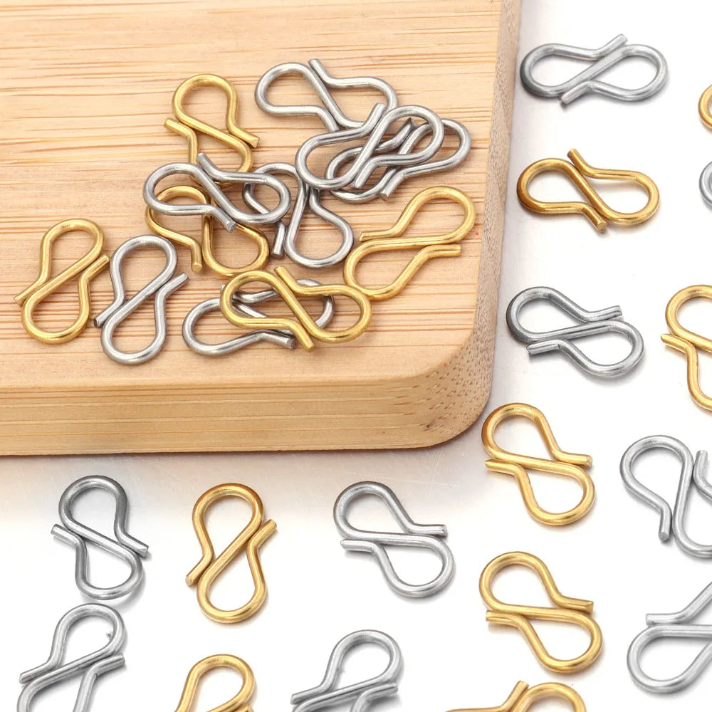 30pcs/Lot 7x13mm Chic Letter S Buckle Clasps DIY Necklace Gold Plated Stainless Steel Clasp Hooks Connectors for Jewelry Making Aurexia off