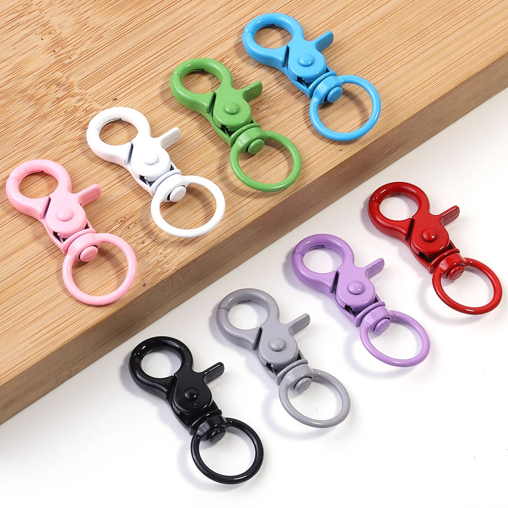 5Pcs/Lot Colorful Swivel Lobster Clasp Hooks Keychain Split Key Ring Connector for Bag Key Chain DIY Jewelry Making Supplies Aurexia off