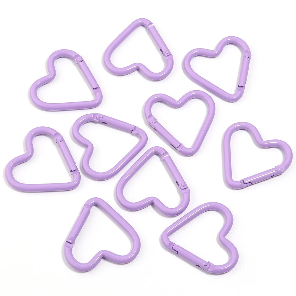 5pcs Colorful Heart-shaped Aluminum Alloy Carabiner Rings Keychain Clip Spring Hook Hanging Buckle Jewelry Making Accessories Aurexia off