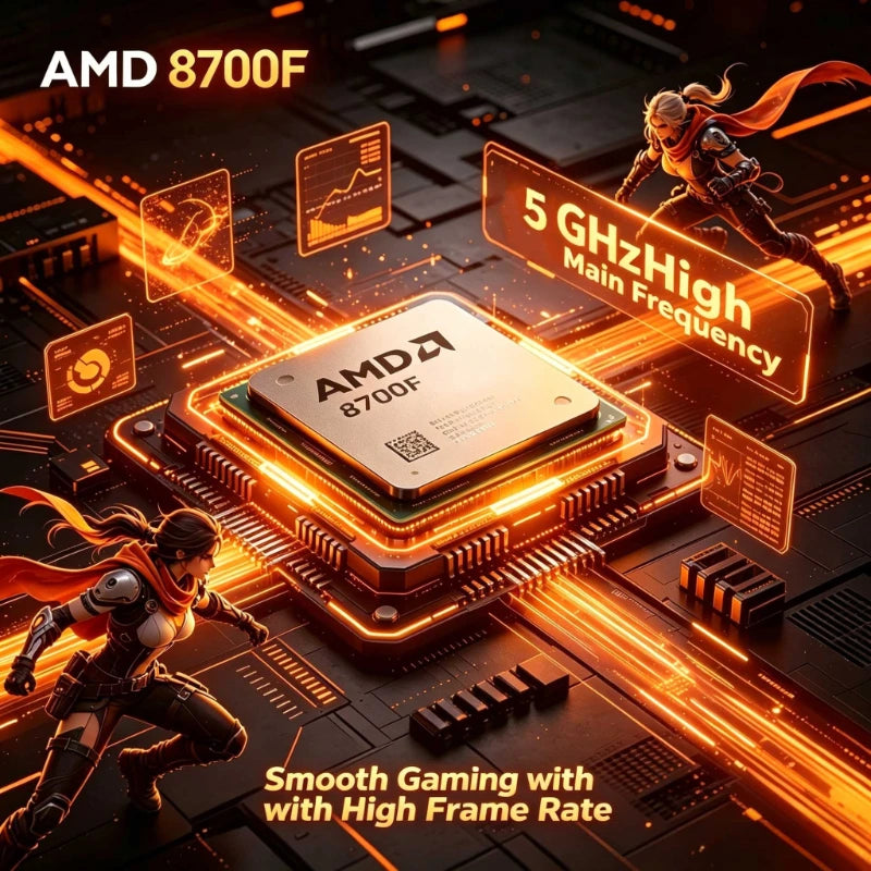 AMD Ryzen 7 8700F Desktop CPU Zen4 4nm 8C16T 5.0GHz 24MB Cache AM5 65W No IGPU AI High Performance Gaming Office Chip Aurexia off