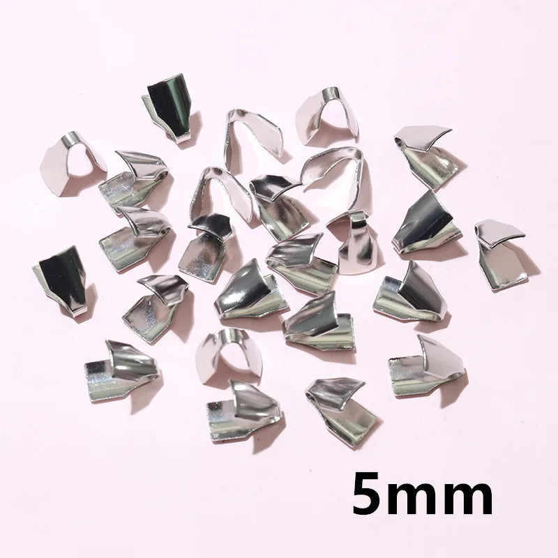 100pcs Stainless Steel 2-7mm Flat Cords Crimp End Beads Caps Clip Tip Fold for DIY Snake Chain Necklace Jewelry Making Findings Aurexia off