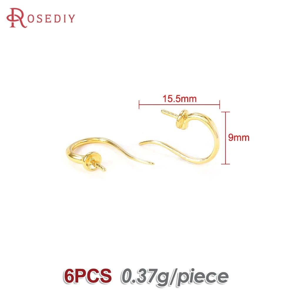 18K Gold Color Brass Can fit Half Hole Beads with Half Pins Earrings Hooks High Quality Jewelry Making Diy Findings Accessories Aurexia off