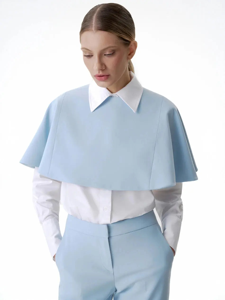 LIMO Minimalist Cape Jacket •2026 Trendy • Stand Collar • Cape Overlay • Tailored Silhouette  • Sophisticated Women’s Wear Aurexia off