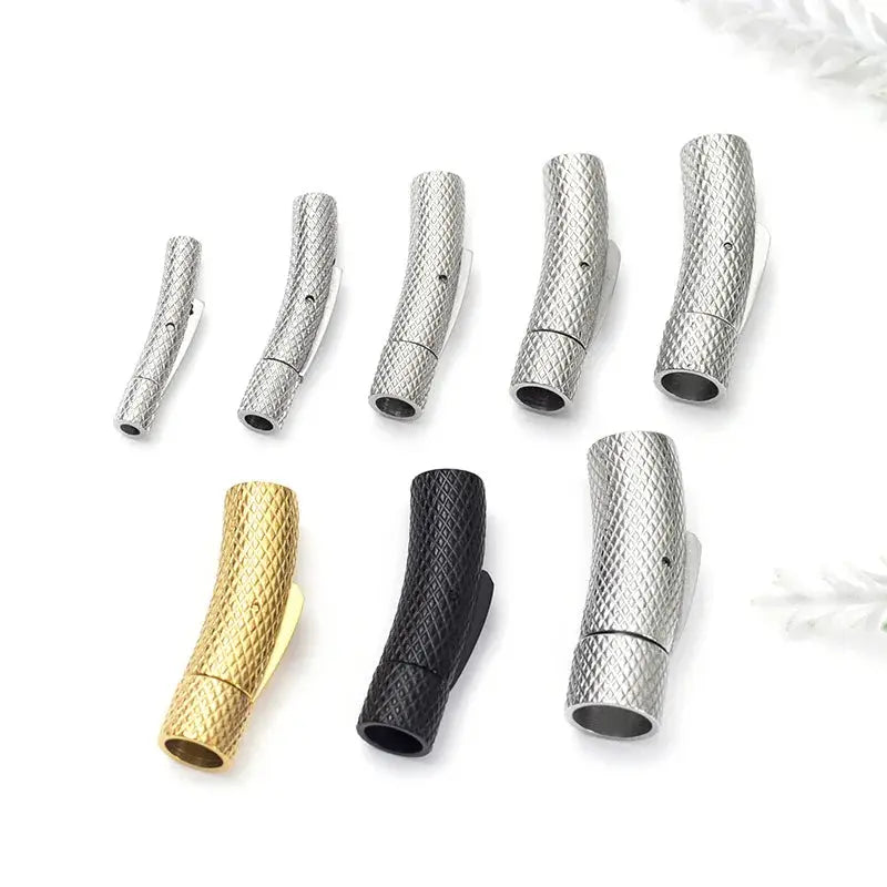 5Pcs Stainless Steel Bayonet Clasp 2mm-6mm Fastener PushLock Lace Buckle Leather Clasps for Bracelet Jewelry Making Accessories Aurexia off