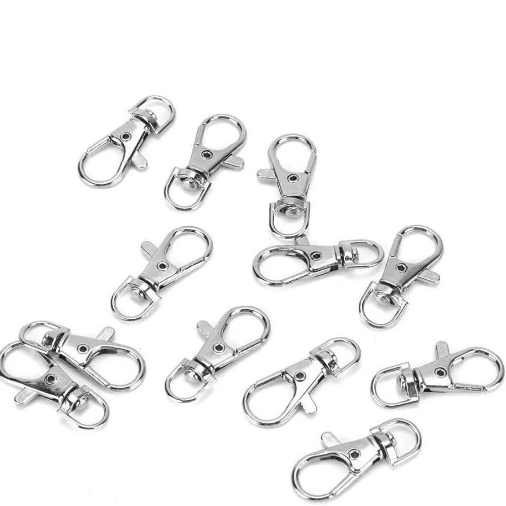 10Pcs Multi-size Alloy Swivel Lobster Clasp Hooks Carabiner Keychain Belt Buckle Accessory For DIY Crafts Jewelry Lanyard Chain Aurexia off