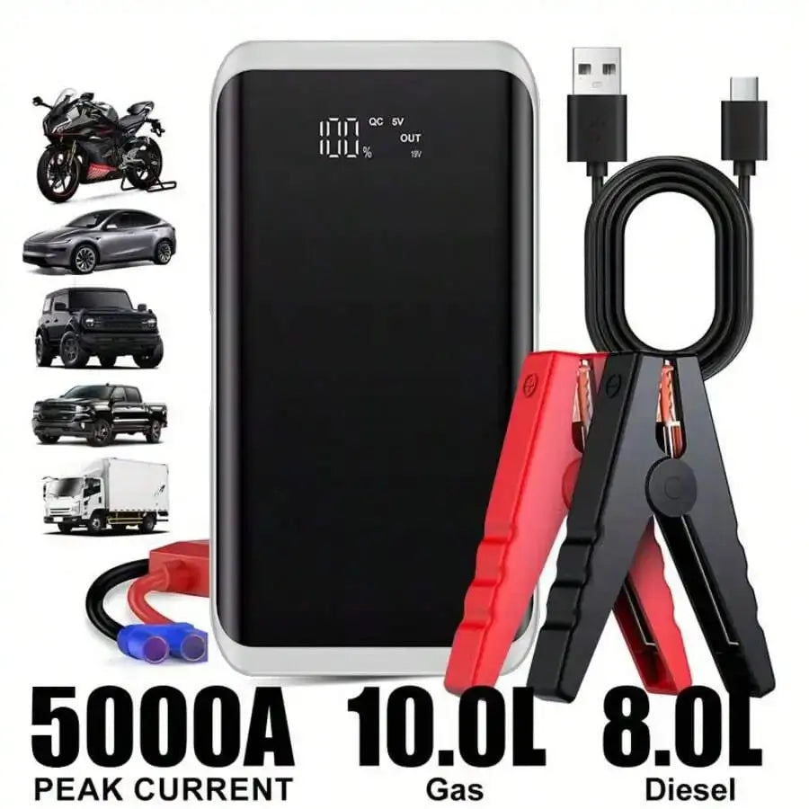 Portable Car Jump Starter 5000A Peak 12V For Gas Vehicles Aurexia off