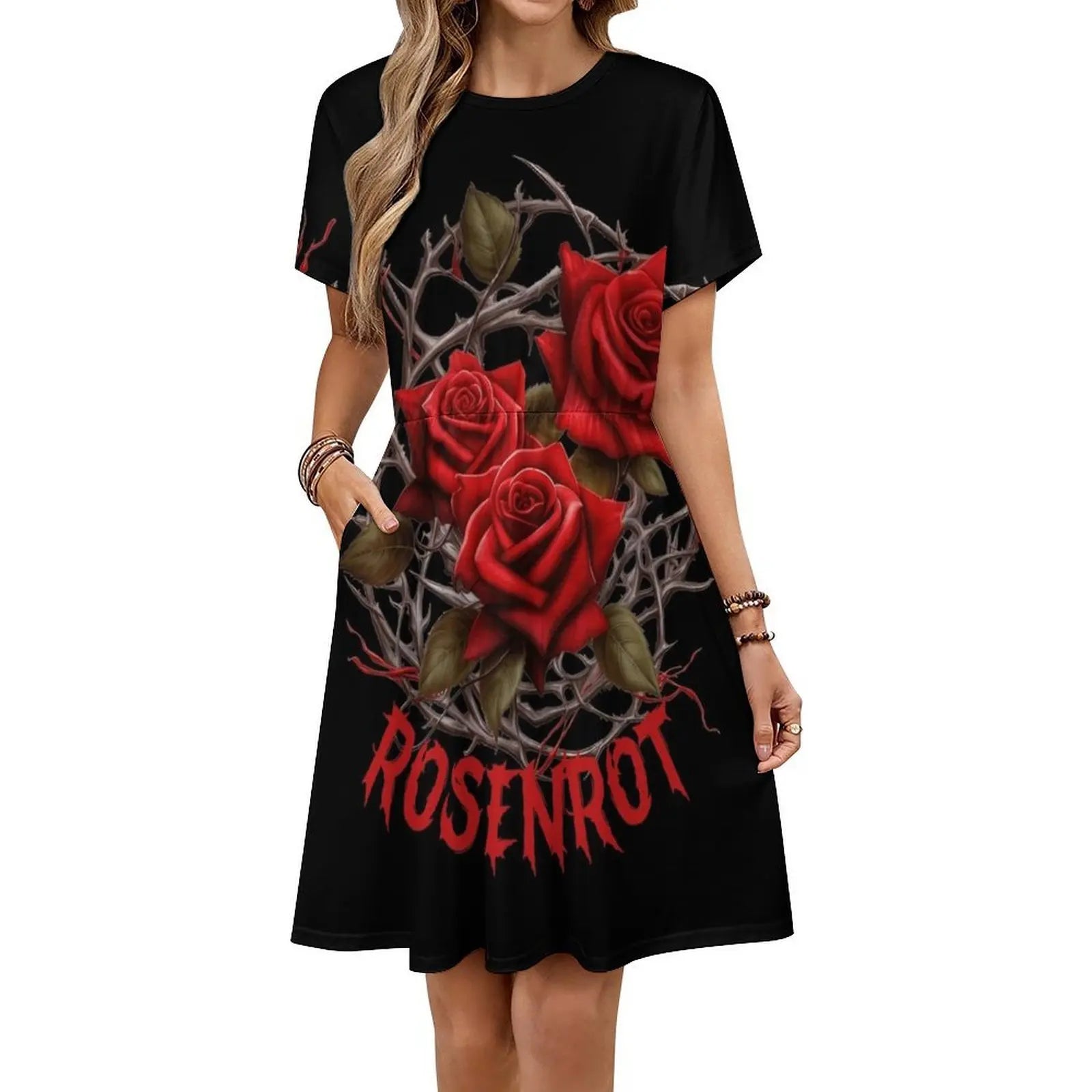 Rose Red Nest Korean Style Dress For Women Elegant Casual Dress For Party Or Daily Wear Rose Red Roses Sting Rose Red Oh Rose Aurexia off