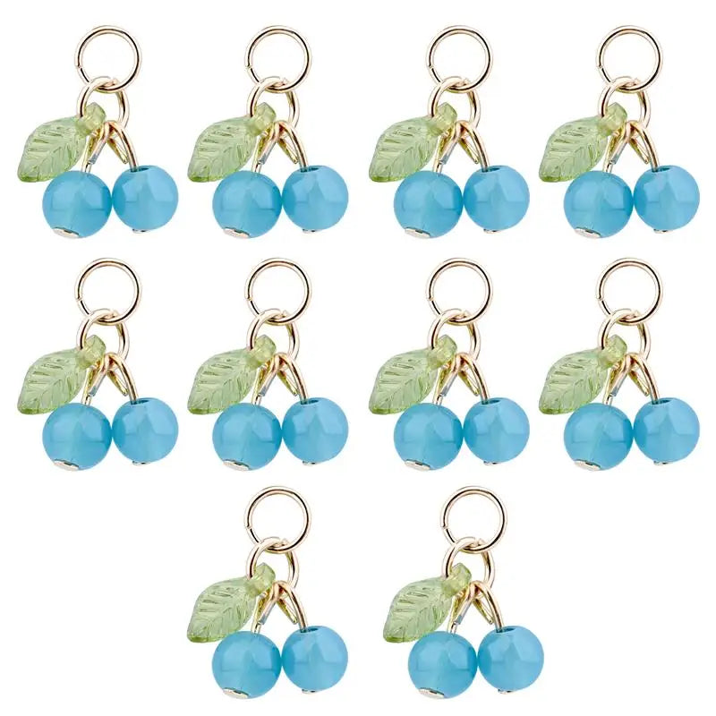 10Pcs/lot Fashion Delicious Red Cherry Keychain Summer Fruit Cherries Pendant Keyring For Women Men Jewelry Bag Accessories Gift Aurexia off