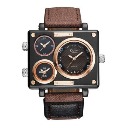 Men's Square Watch with Canvas Strap and Multi-Time Zone Aurexia off
