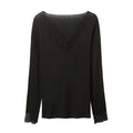 2026 Spring/Autumn Lady Fashion Inner Wear Casual V Neck Lace Trim Top Women's Solid Full Sleeve Underwear Shirt for Layering Aurexia off