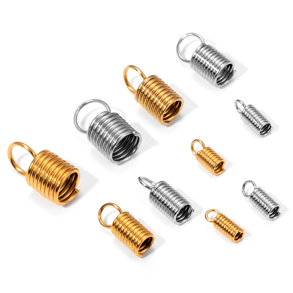 50pcs Stainless Steel Spring Crimp Clasps Leather Cord Ends End Caps Connectors For DIY Bracelet Necklace Jewelry Making Finding Aurexia off