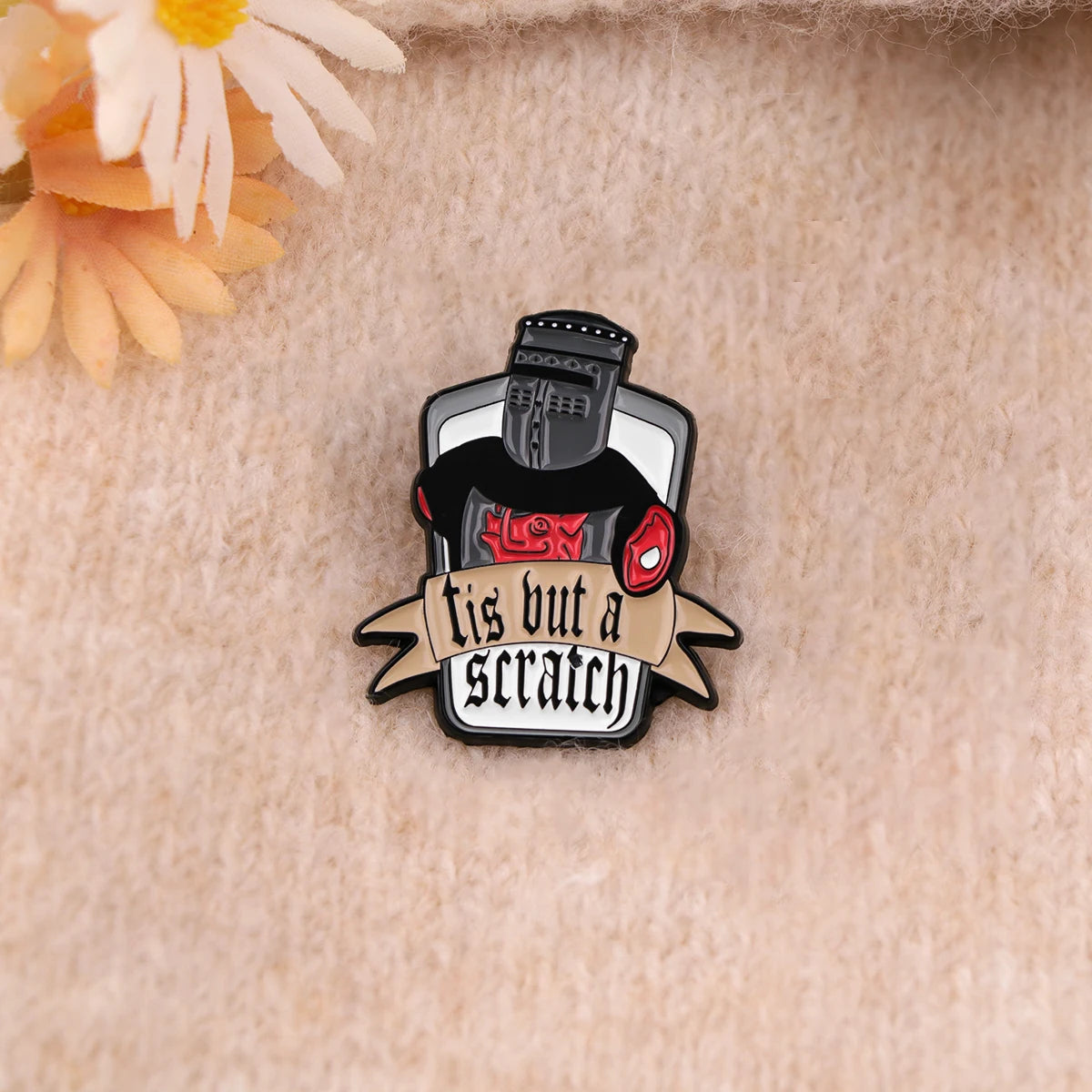 2pcs/set Tis But A Scratch Enamel Pins Samurai Metal Brooch Backpack Hat Bag Collar Lapel Badges Fashion Jewelry Collection Gift Aurexia off