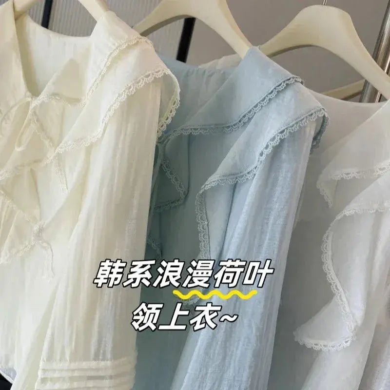 French V-Neck Chic Long Sleeved Blouse Women's Spring Summer Ruffled Casual Top New Design Aurexia off