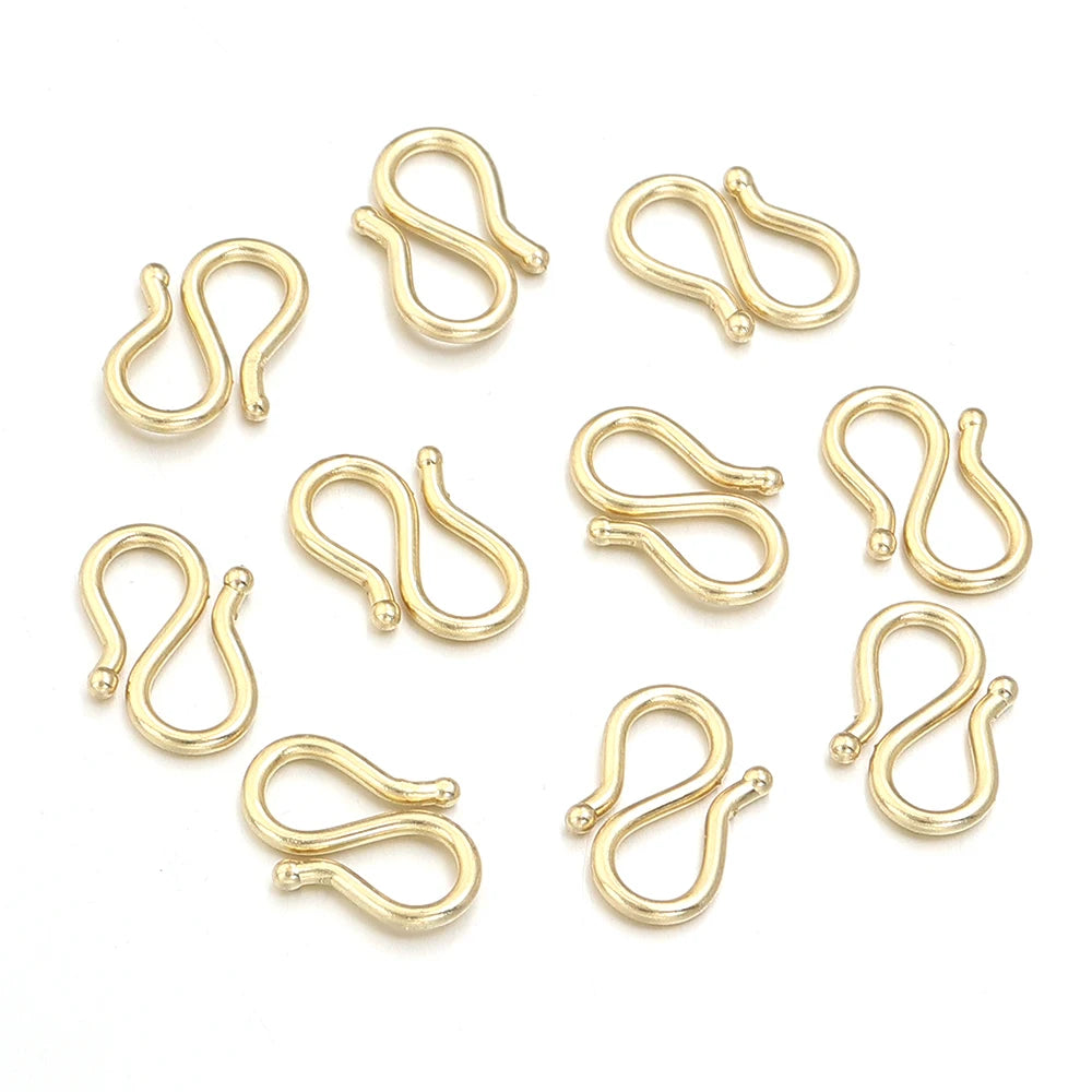 20Pcs Stainless Steel Gold Color S M Shape End Clasps Hooks Chain Connectors For Bracelet Necklace DIY Jewelry Making Supplies Aurexia off