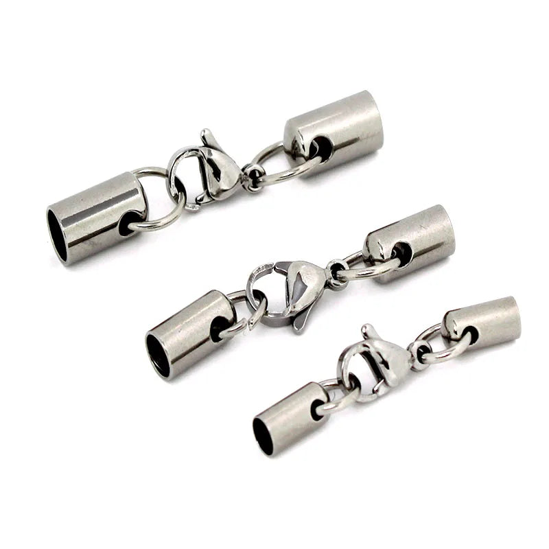 5Set Stainless Steel Lobster Clasps Hooks Leather Cord End Caps Connector 1 2 3 4 5 6mm Necklace Bracelet for DIY Jewelry Making Aurexia off