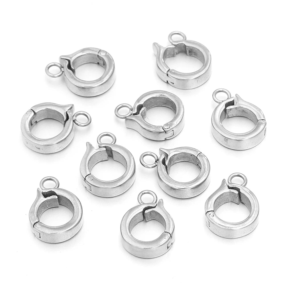 Stainless Steel Necklace Clasp Round Versatile Connection Buckles for Bracelet Earring Pendants Hooks Jewelry Making Supplies Aurexia off