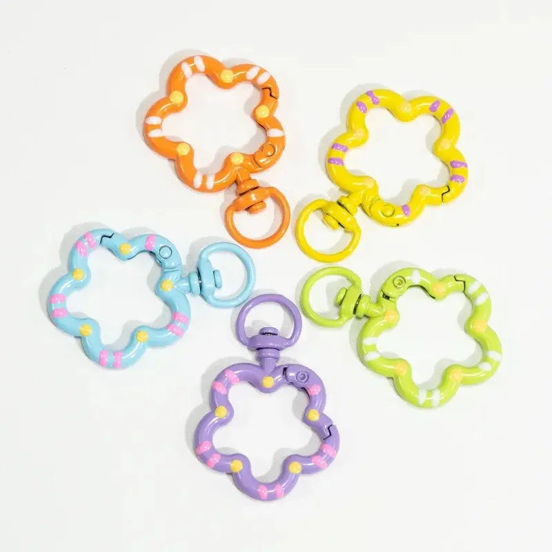 5pcs Flower Snap Hook Trigger Clips Buckles For Keychain Lobster Lobster Clasp Hooks for Necklace Key Ring Clasp Jewelry Supply Aurexia off