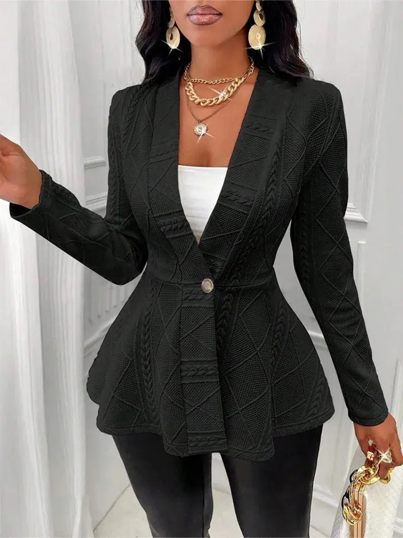 2026 European and American women's thick jacquard textured single-button slim-fit long-sleeve jacket vacation-style women's wear Aurexia off