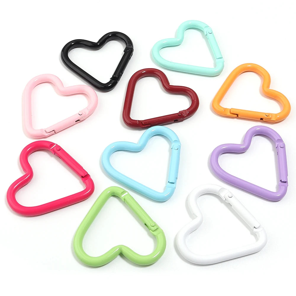 5pcs Colorful Heart-shaped Aluminum Alloy Carabiner Rings Keychain Clip Spring Hook Hanging Buckle Jewelry Making Accessories Aurexia off