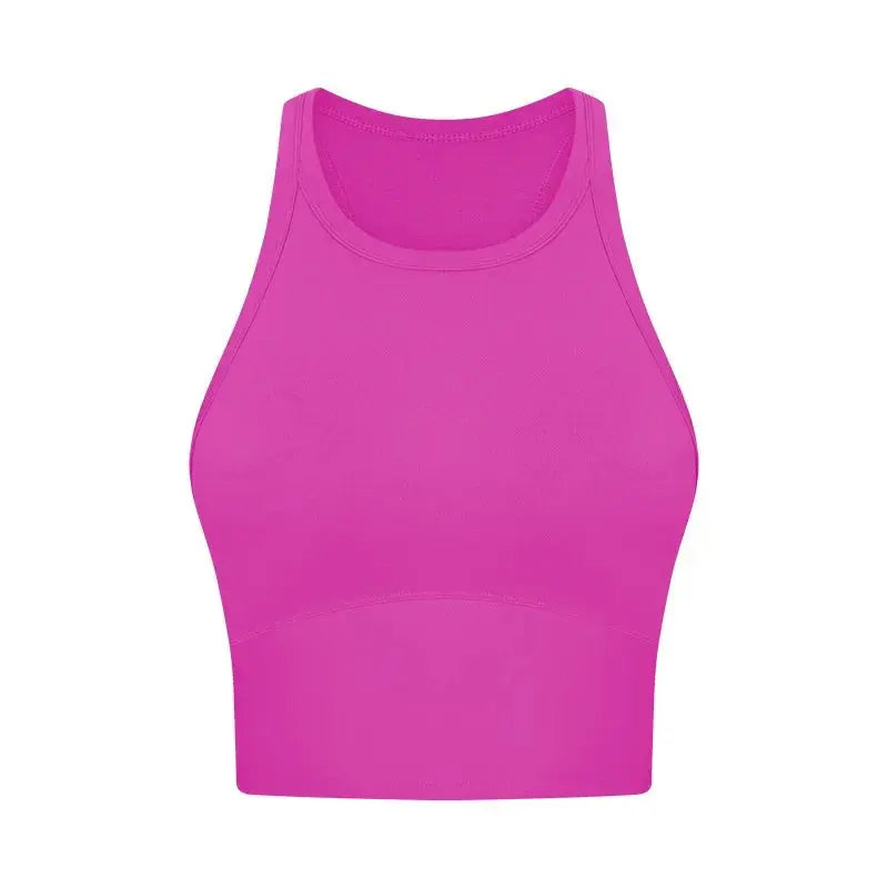 Built-in chest patch, high-end women's yoga vest, nude feel Leica gym exercise sports bra, hanging neck style Aurexia off