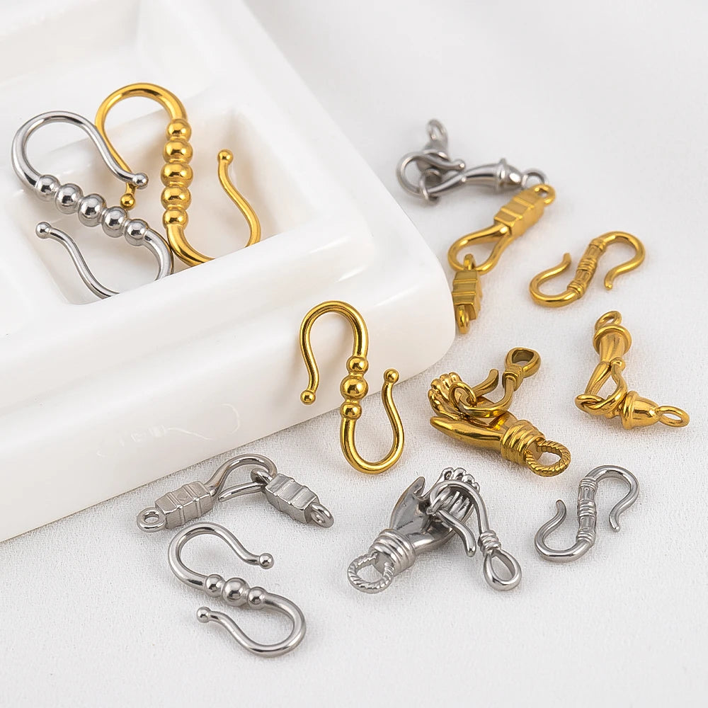 2pcs Stainless Steel Gold Plated Hand-Shape Boat Anchor S-shaped Connection Buckle for DIY Bracelet Clasps Jewelry Accessories Aurexia off