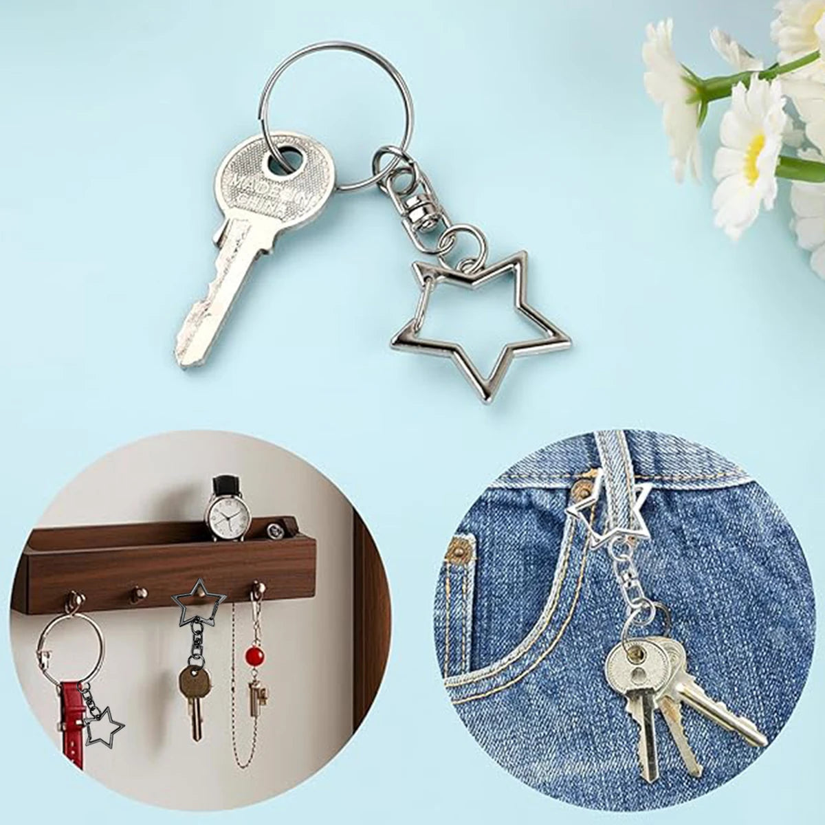 15/25/40 Set Star Shaped Rotating Spring Keychain, Suitable For  Keychain Lanyard, DIY Crafts, Holiday Gift, Bag Decorations Aurexia off