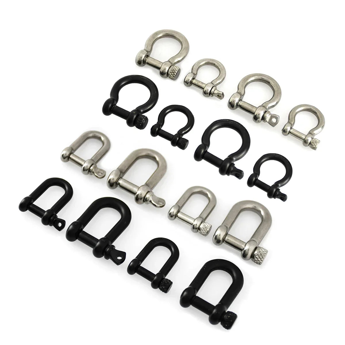 Stainless Steel Bow Shape Shackle Carabiner D Ring Fob Key Ring Keychain Hook for Camping Hiking Screw Joint Connector Buckle Aurexia off
