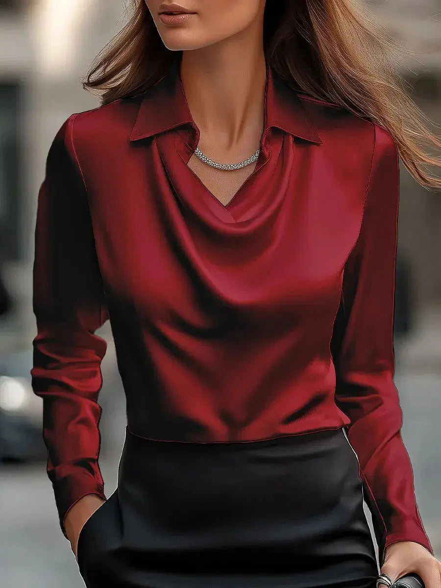 Vintage Satin Blouse Women Long Sleeve Elegant Silk Shirt Luxury Commuting Tops Aurexia off