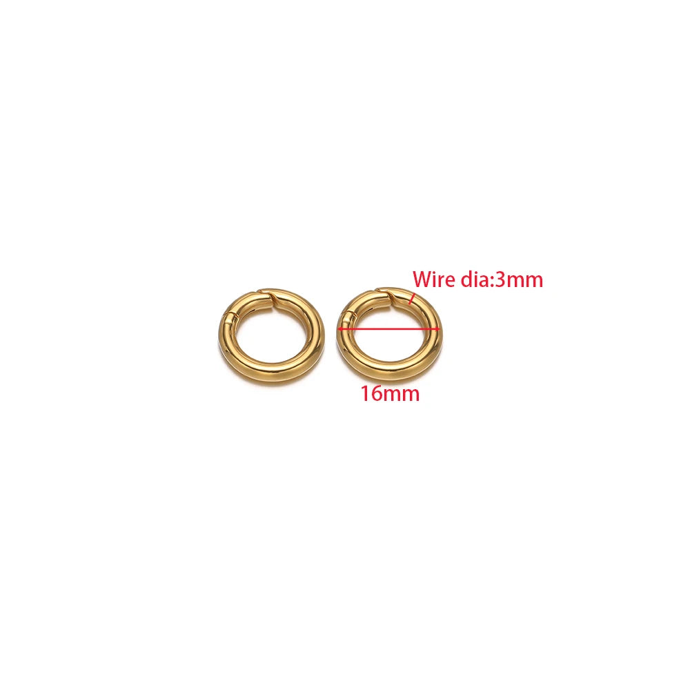 2Pcs/Lot Round Spring Clasps Stainless Steel Gold Plated Keyrings Buckles Connectors for DIY Jewelry Bag Hooks Making Components Aurexia off